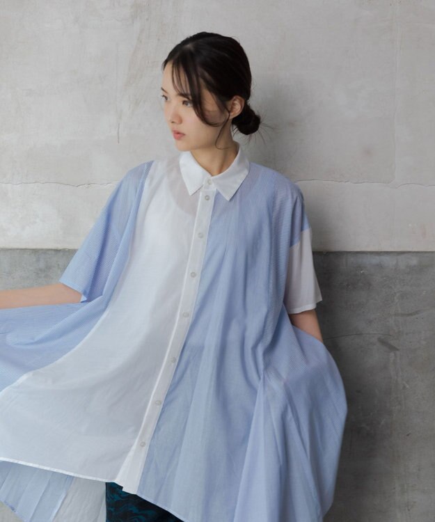 POLS MINIストライプ チュニック ブルー