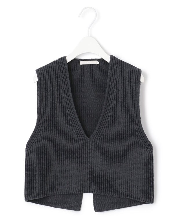 ICB 【洗える】 コットンテープリブベスト チャコール系