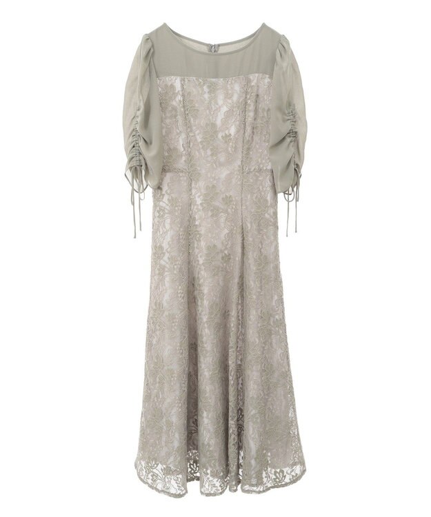 YECCA VECCA レース切替フレアドレス Khaki