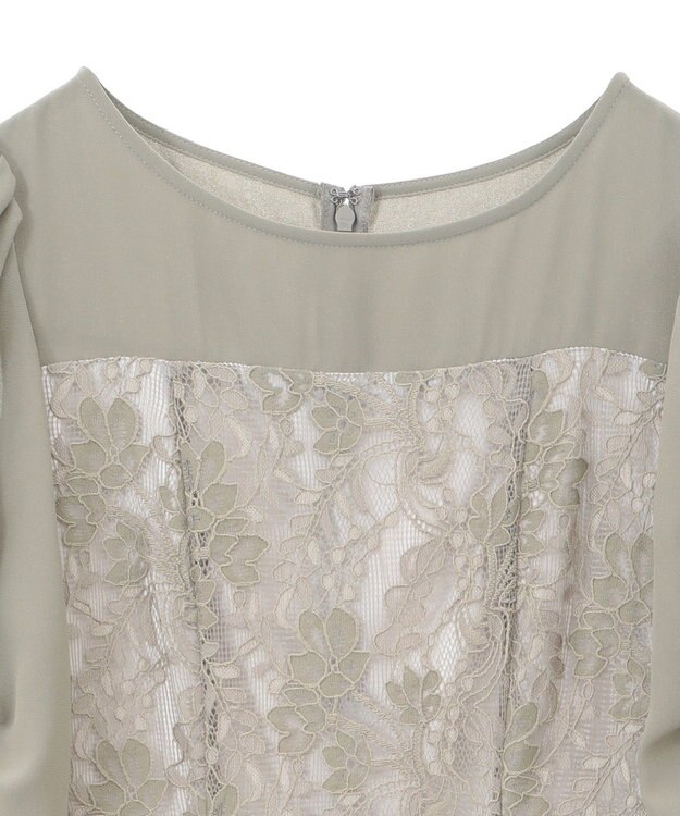 YECCA VECCA レース切替フレアドレス Khaki