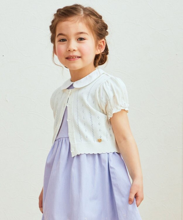 ANY KIDS 半袖 ニット カーディガン オフホワイト