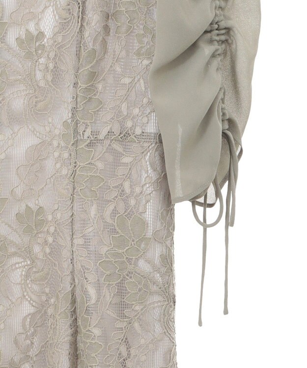 YECCA VECCA レース切替フレアドレス Khaki