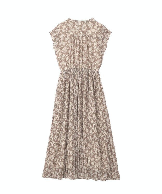 YECCA VECCA 花柄プリーツワンピース Beige