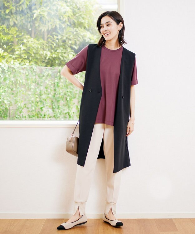 UNFILO 【接触冷感/吸水速乾】BEAUTY FORM フレアTシャツ ワイン系