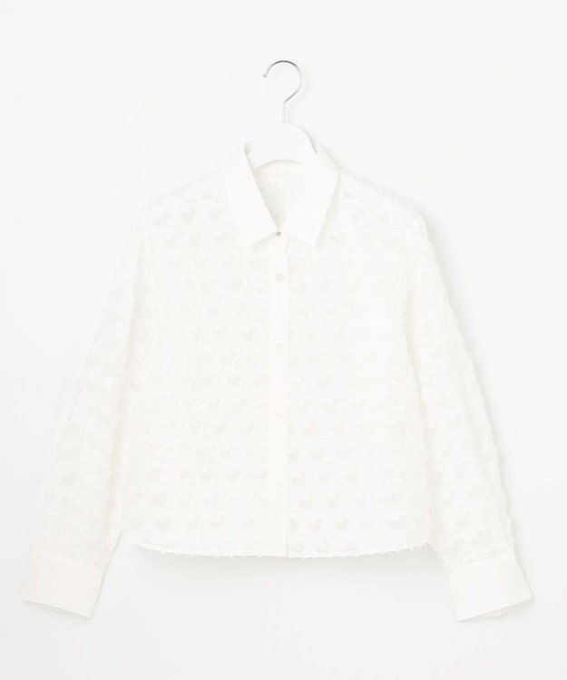 自由区 シアージオメトリックジャカードクロップド丈 ブラウス オフ