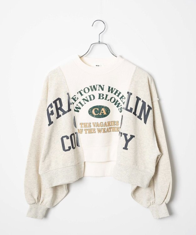 WEGO リメイク風切り替えショートスウェット オートミール