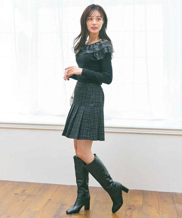 Feroux プリーツミニ スカート ブラック系1