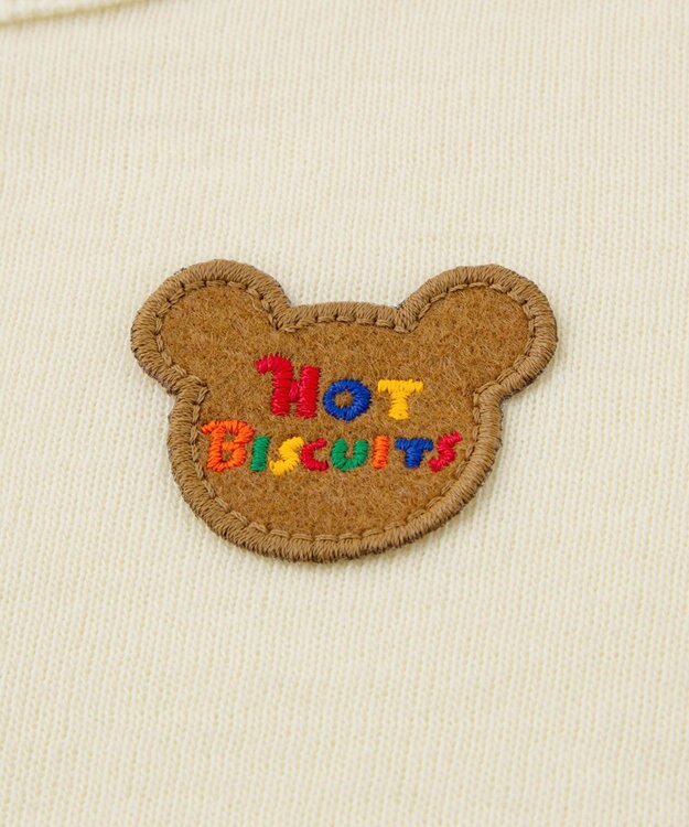 MIKI HOUSE HOT BISCUITS 【70-110cm】 エルボーパッチ 接結天竺長袖Tシャツ アイボリー