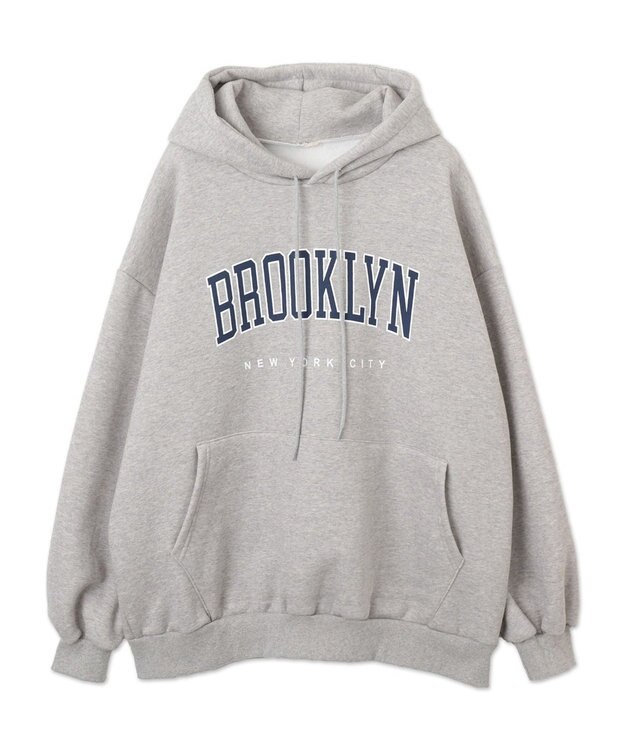 WEGO 【裏起毛】BROOKLYNロゴビッグパーカー グレー