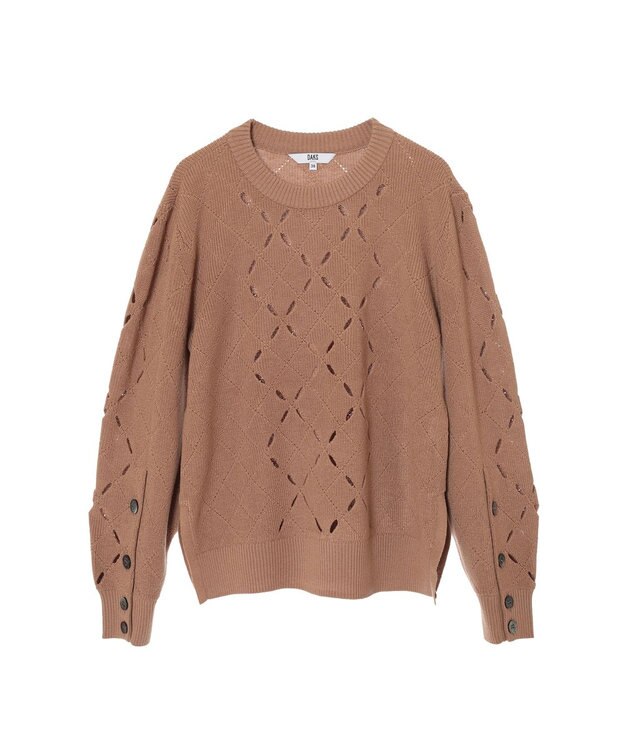 DAKS ダイヤ柄シアーニット プルオーバー キャメル