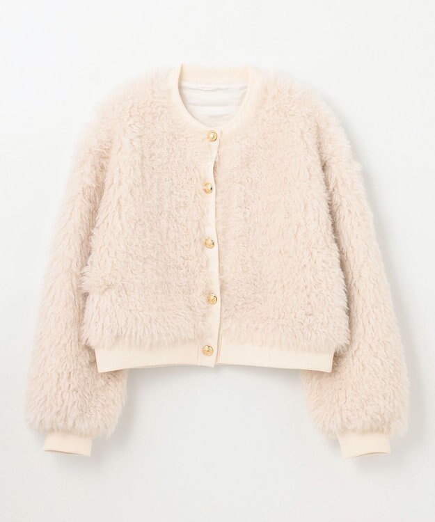 GRACE CONTINENTAL フェイクファーニットカーディガン ホワイト