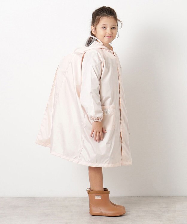 MOONBAT 【ジュニアリュック対応】ポールアンドジョー ポーチ付きキッズレインコート ピーチ