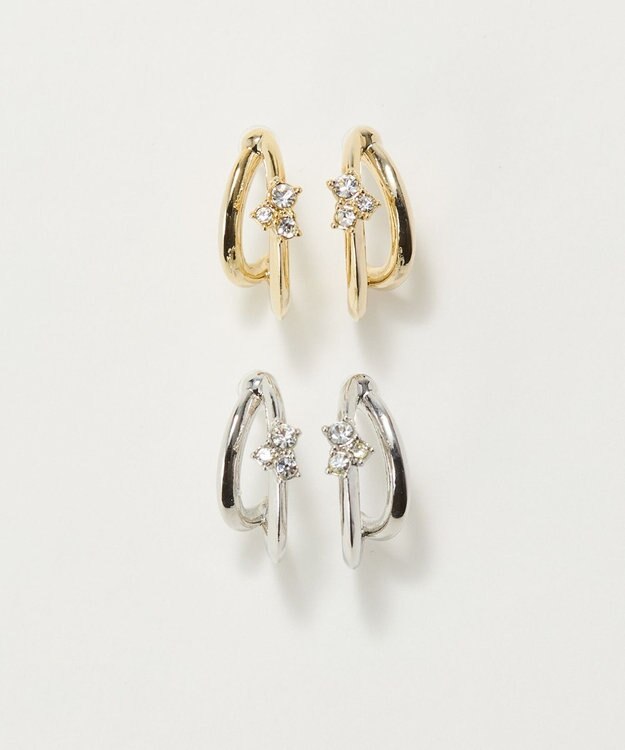 Phoebe 〈アレルギー対応〉シャイニーダブルフープセラミックピアス　ゴールド ゴールド