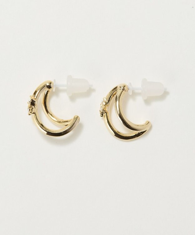 Phoebe 〈アレルギー対応〉シャイニーダブルフープセラミックピアス　ゴールド ゴールド