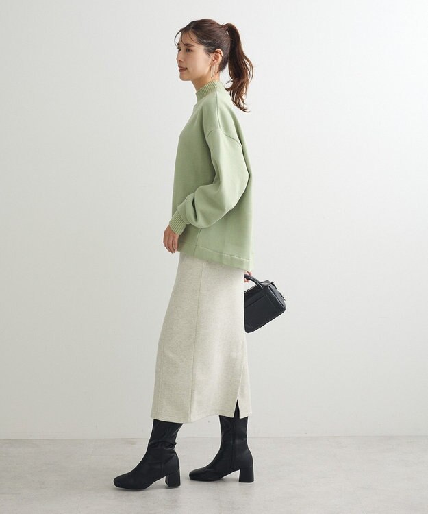 Green Parks 配色リブニットドッキング裏起毛プルオーバ Light Green