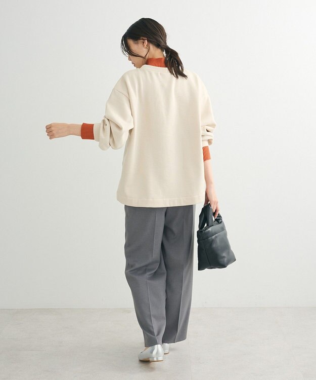 Green Parks 配色リブニットドッキング裏起毛プルオーバ Beige