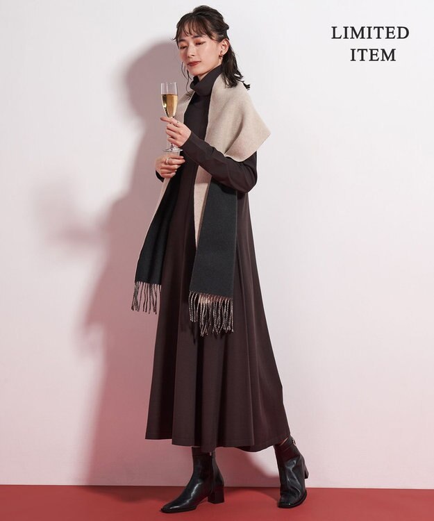 ICB 【WEB限定・洗える】 ヴィスコースハイゲージ ワンピース バーントブラウン系