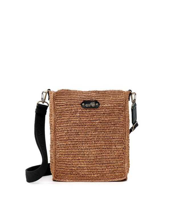 IBIZA ラフィア　ショルダーバッグ 濃茶