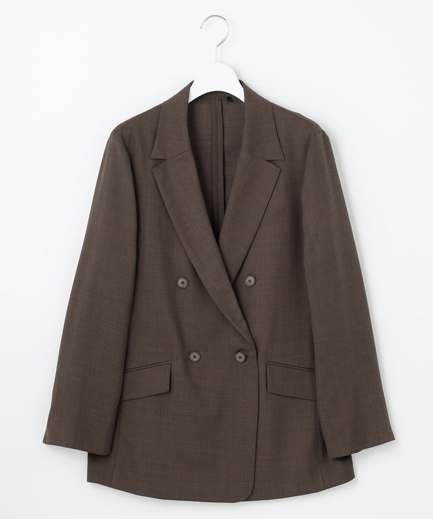 自由区 【洗える】トロピカルストレッチテーラード ジャケット カーキブラウン