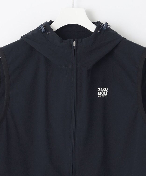 23区GOLF 【MEN/キングサイズ】【撥水・ストレッチライトフードベスト ネイビー系