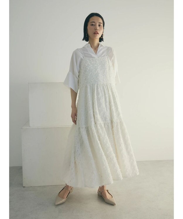Green Parks armonia.フェザージャガードキャミワンピース Ivory
