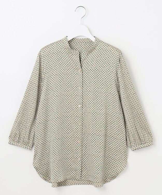 自由区 L 【カタログ掲載・セットアップ対応・洗える】サテンアムンゼンバンドカラー ブラウス サンドベージュ系