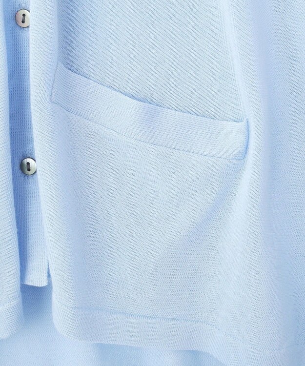 YECCA VECCA ハイゲージミドル丈Vネックカーディガン Sax