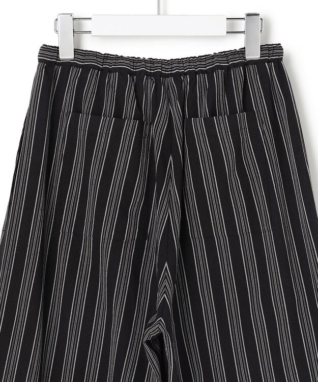 J.PRESS YORK STREET 【WOMEN】リネンストライプ イージーワイド パンツ ブラック系1