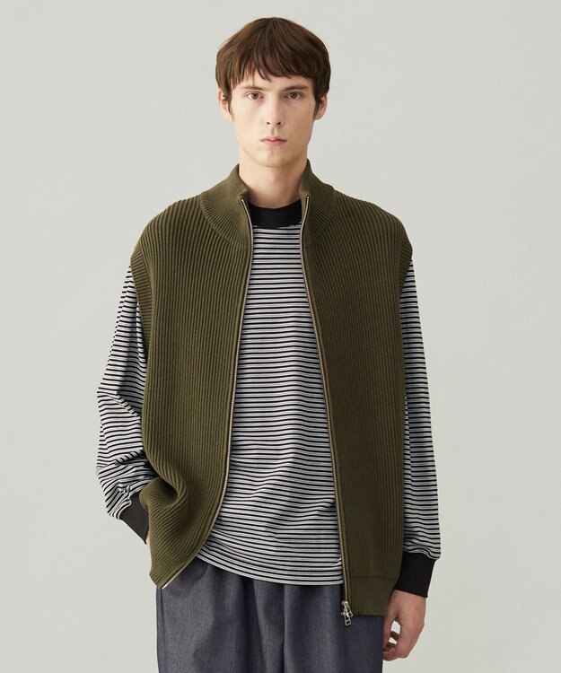 UNFILO MENS スウェットライク ジップベスト [24年秋冬商品] カーキ