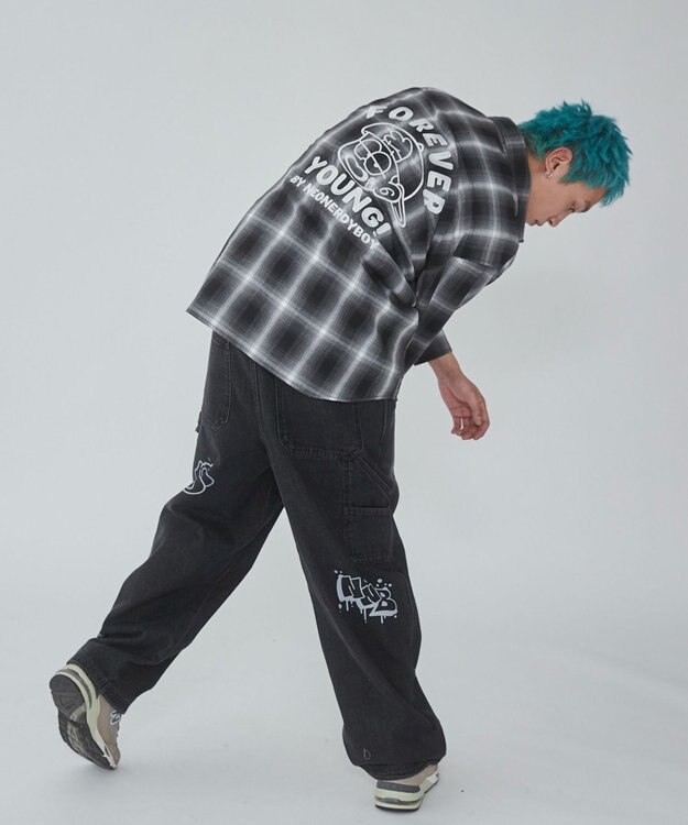 WEGO 【ユニセックス着用ITEM】グラフィックオンブレチェックシャツ（LS） 柄1