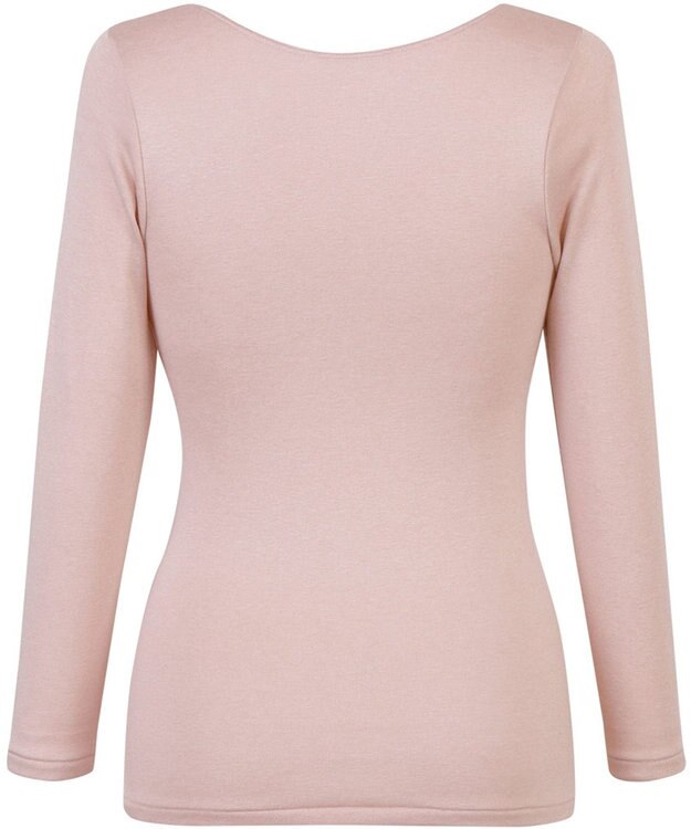 Wing あったかインナー 綿混 裏起毛 よく伸びる素材 【ラクのびサーモ】 8分袖 長袖 秋 冬 EL6813 ウイング／ワコール シェルピンク