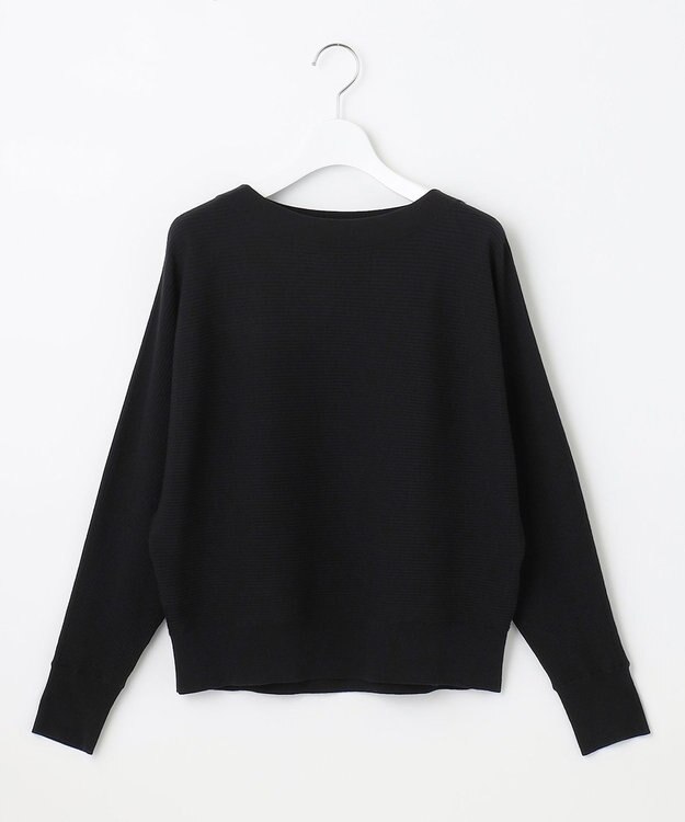 自由区 【洗える/セット可】レーヨンストレッチ ドルマンスリーブニット ブラック系