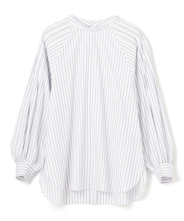 UNFILO ショルダータック ブラウス モノトーンストライプ