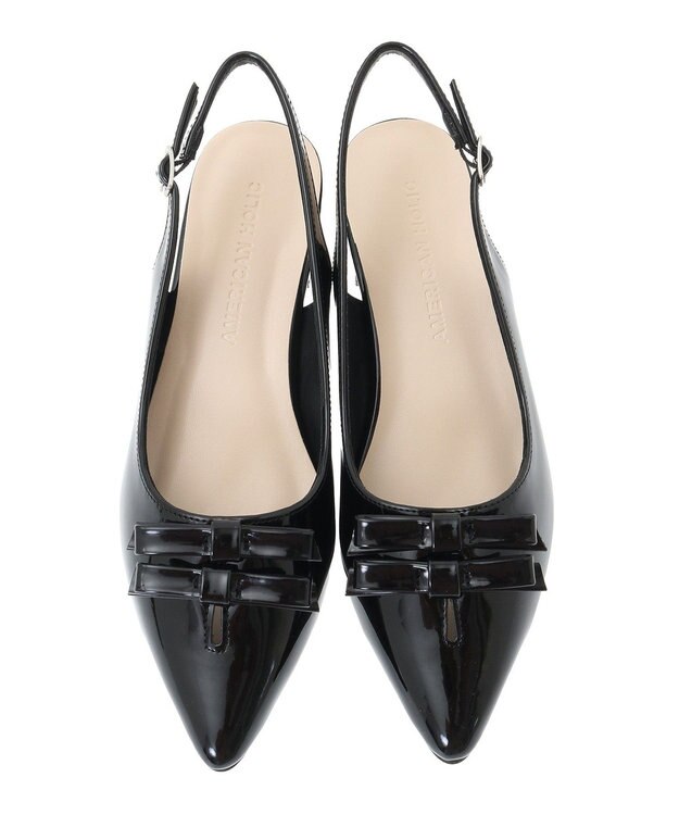 AMERICAN HOLIC ダブルリボンミュールサンダル Black