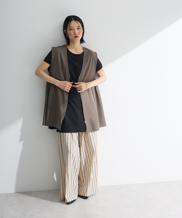 Green Parks 今年っぽフレンチスリーブカットチュニック Black