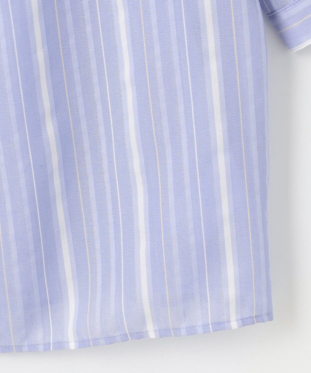 J.PRESS LADIES 【洗える】SHEERストライプ クルーネック ブラウス サックスストライプ系