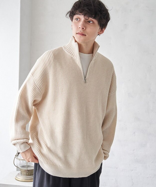 WEGO オーバーフィットハーフジッププルオーバー ホワイト