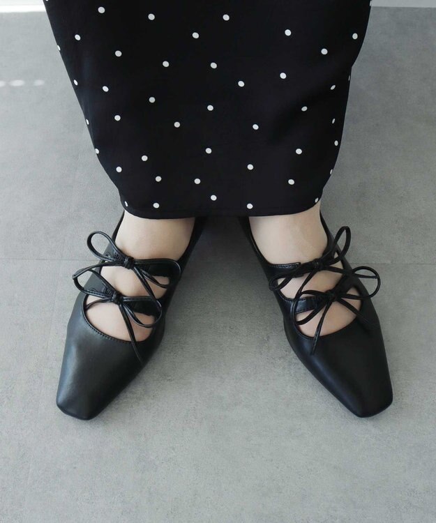 earth music&ecology Ｗリボンパンプス Black