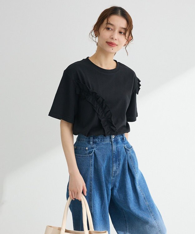 Green Parks ・Ｐｅｔｉｔ　Ｆｌｅｕｒ　アシンメトリーフリルＴＥＥ Gray Mixture