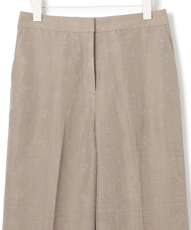 ICB L 【日本製・洗える】ペイズリーレノクロス ワイドストレートパンツ クリームブラウン系