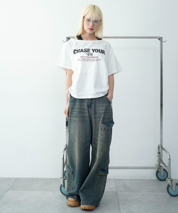 WEGO ホルターネックレイヤードワンショルT ホワイト