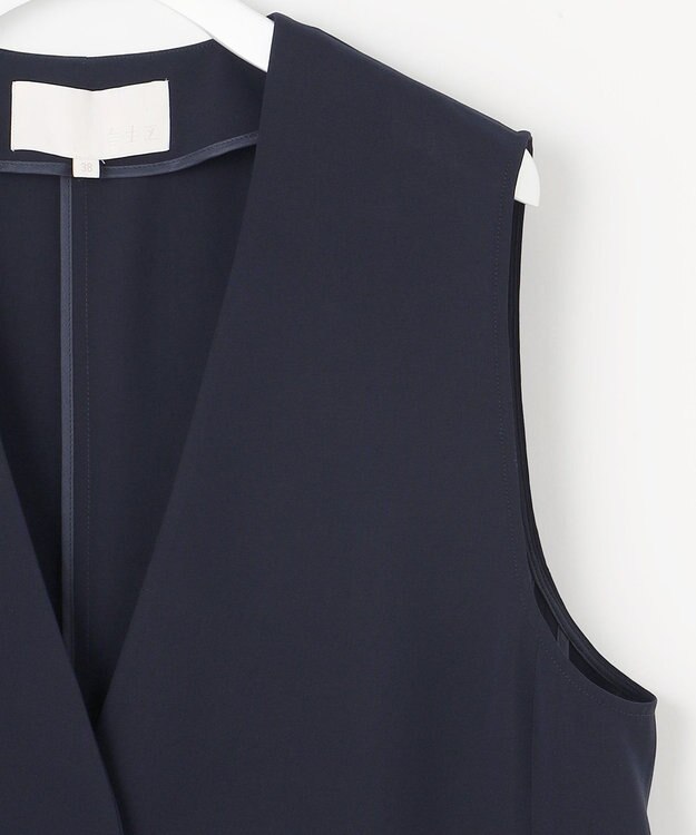 自由区 【セットアップ対応・UVカット・接触冷感・洗える】ライトストレッチ ジレ ネイビー