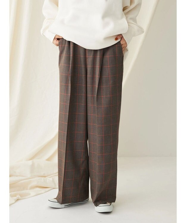 CRAFT STANDARD BOUTIQUE センタープレスチェックパンツ Check Brown