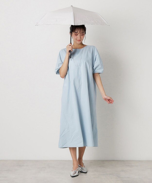 MOONBAT 【遮光率100％/遮熱/UV】LANVIN en Bleu (ランバン オン ブルー)晴雨兼用日傘 ピコレース シルバーラメ刺繍 折りたたみ傘 簡単開閉 キャメル