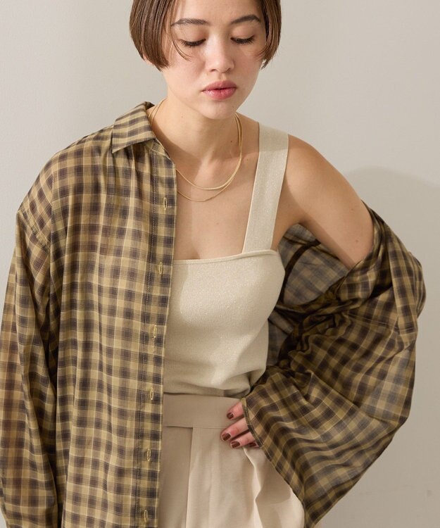 AMERICAN HOLIC ラメニットタンクトップ Light Beige