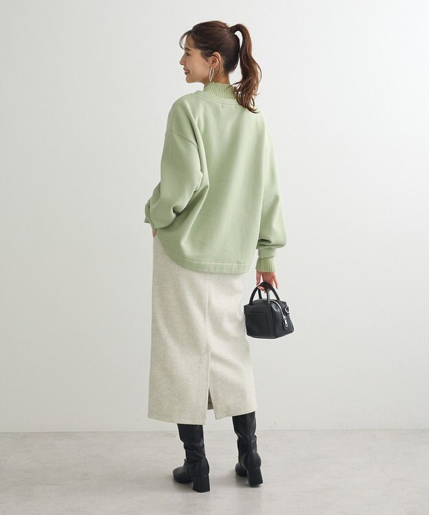 Green Parks 配色リブニットドッキング裏起毛プルオーバ Light Green