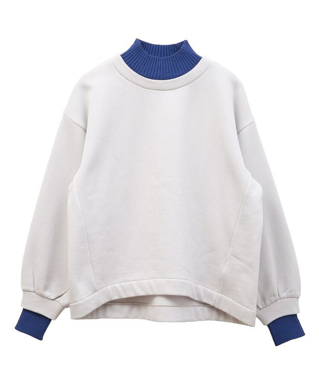 Green Parks 配色リブニットドッキング裏起毛プルオーバ Light Gray