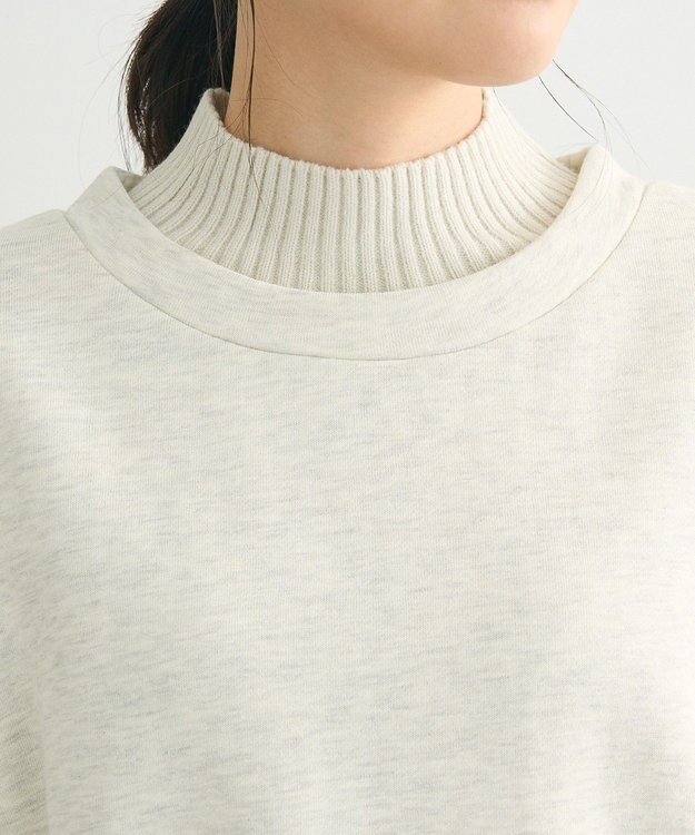 Green Parks 配色リブニットドッキング裏起毛プルオーバ Oatmeal