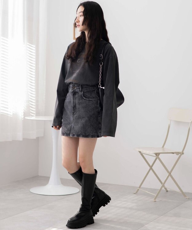 WEGO 台形デニムミニスカート ブラックその他