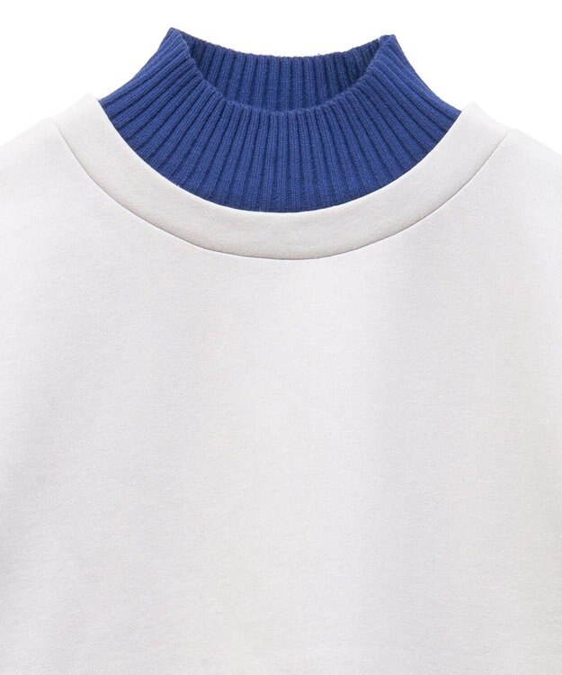 Green Parks 配色リブニットドッキング裏起毛プルオーバ Light Gray